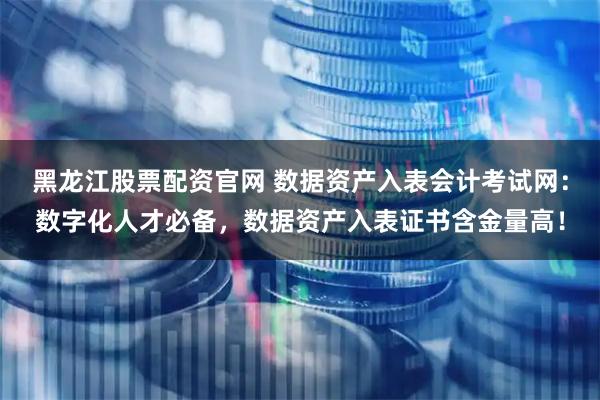 黑龙江股票配资官网 数据资产入表会计考试网：数字化人才必备，数据资产入表证书含金量高！